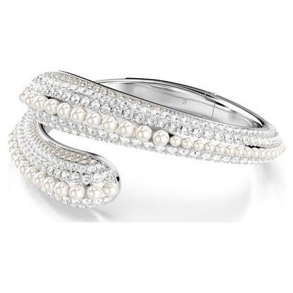 Brazalete Sublima, Crystal Pearl, Talla redonda, Blanco, Baño de rodio