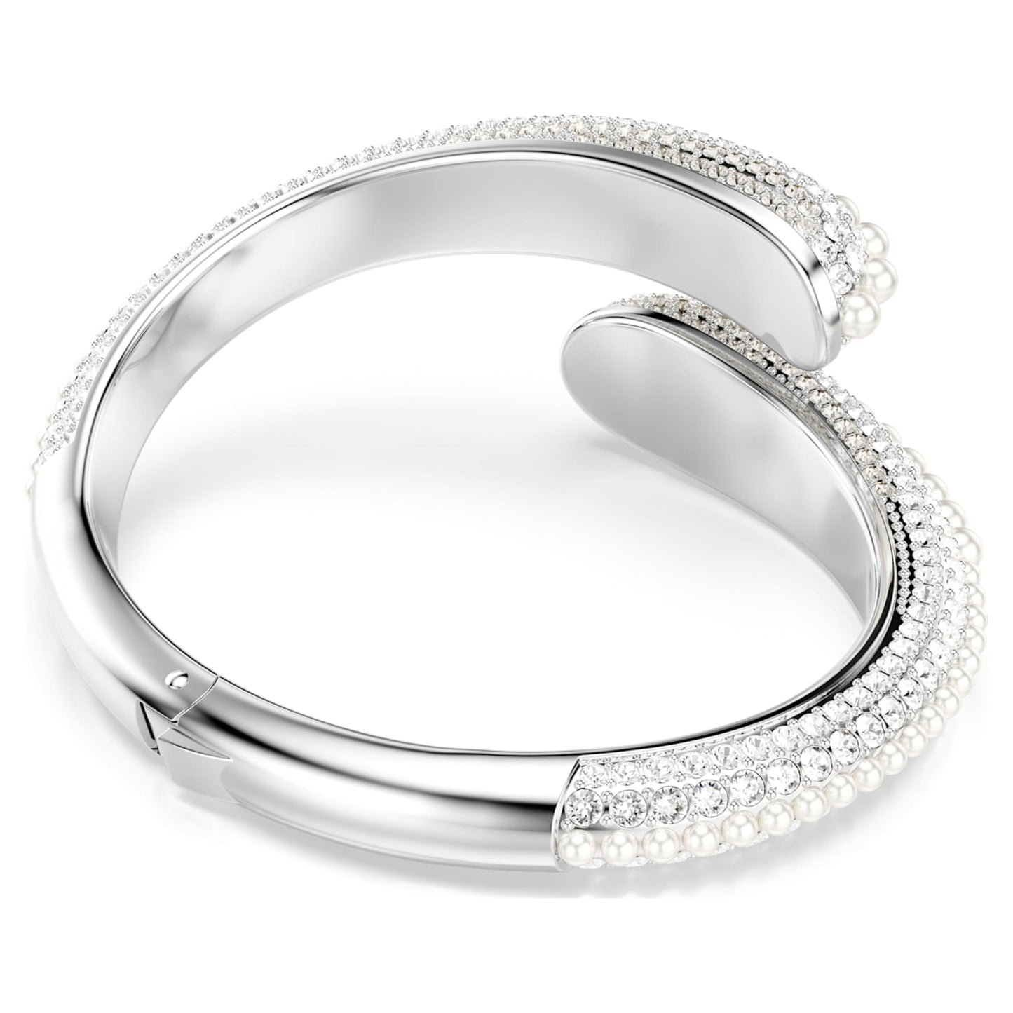 Brazalete Sublima, Crystal Pearl, Talla redonda, Blanco, Baño de rodio