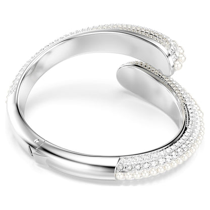 Brazalete Sublima, Crystal Pearl, Talla redonda, Blanco, Baño de rodio