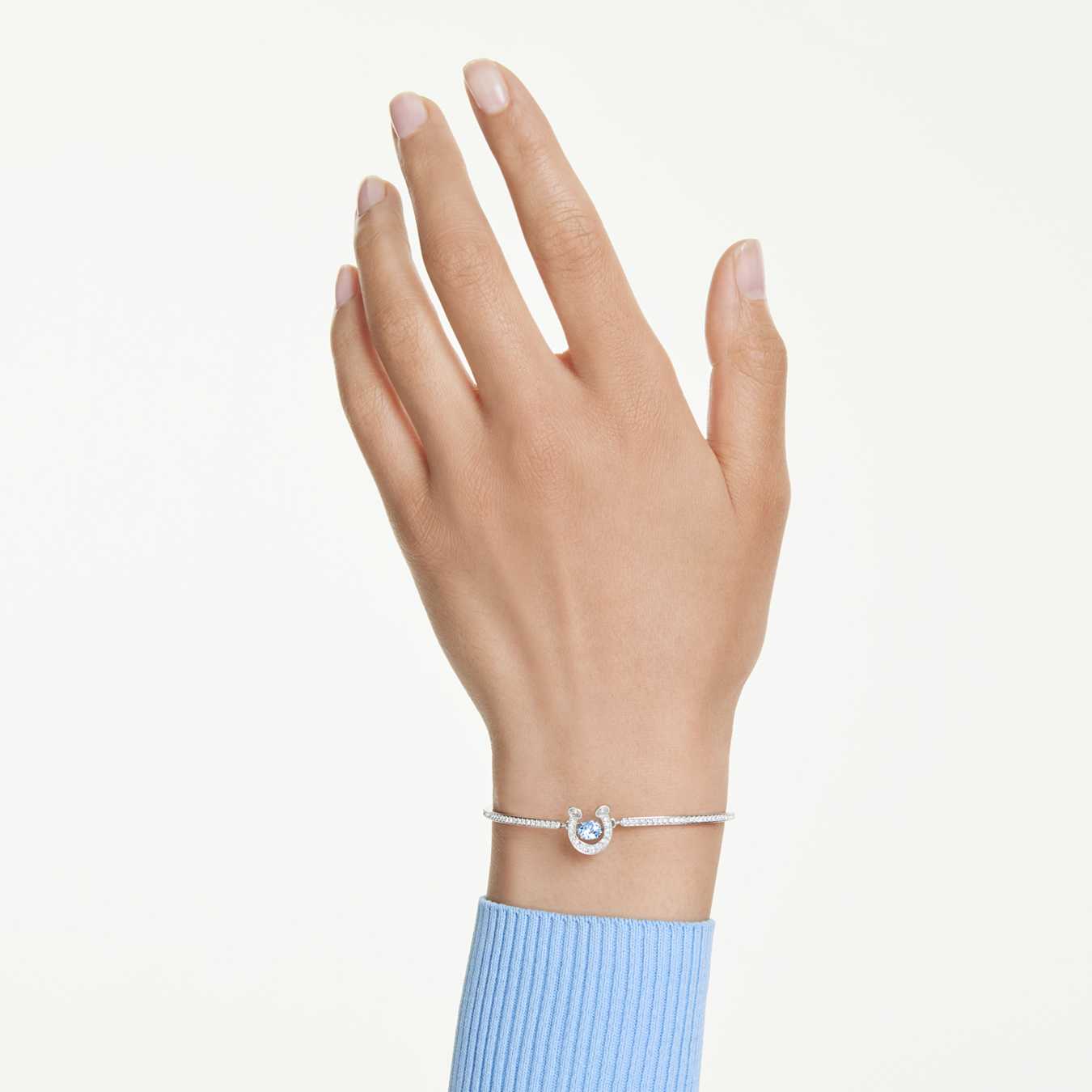 Brazalete Symbolica Talla redonda, Pavé, Herradura, Azul, Baño de rodio