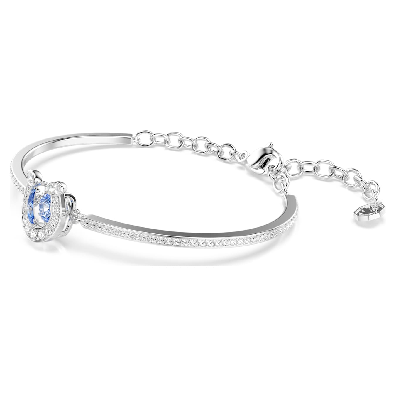 Brazalete Symbolica Talla redonda, Pavé, Herradura, Azul, Baño de rodio