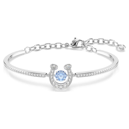 Brazalete Symbolica Talla redonda, Pavé, Herradura, Azul, Baño de rodio