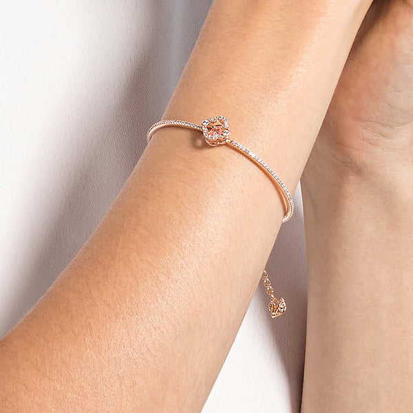 Brazalete Una Trébol, Rosa, Baño tono oro rosa