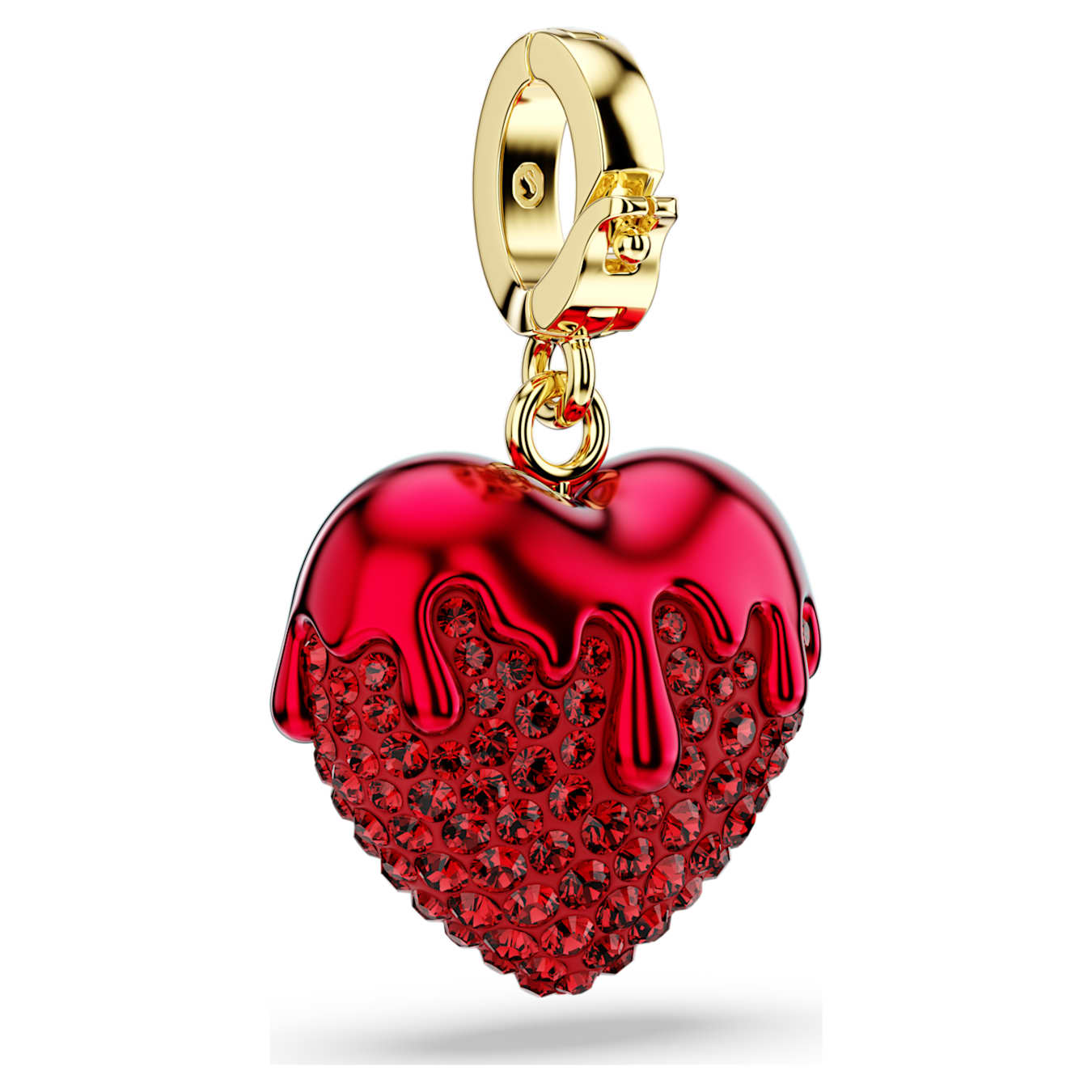 Charm Idyllia Talla redonda, Corazón, Rojo, Baño tono oro