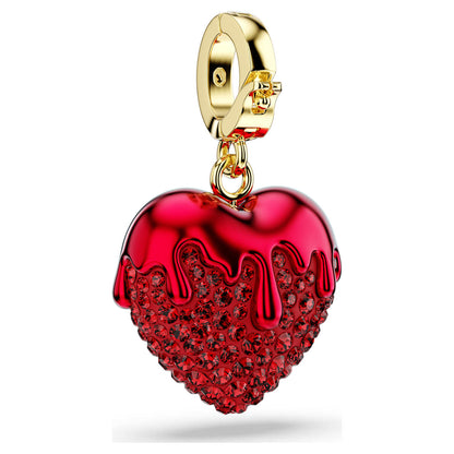 Charm Idyllia Talla redonda, Corazón, Rojo, Baño tono oro