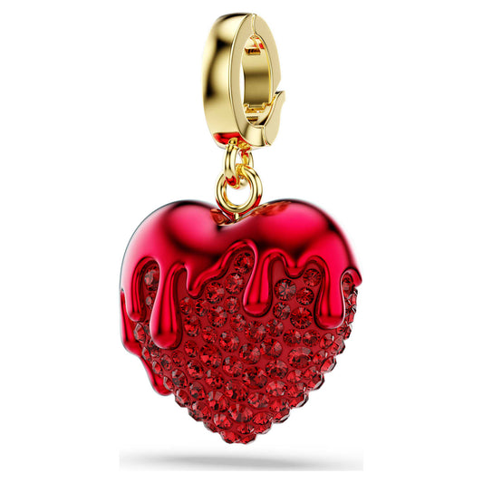 Charm Idyllia Talla redonda, Corazón, Rojo, Baño tono oro