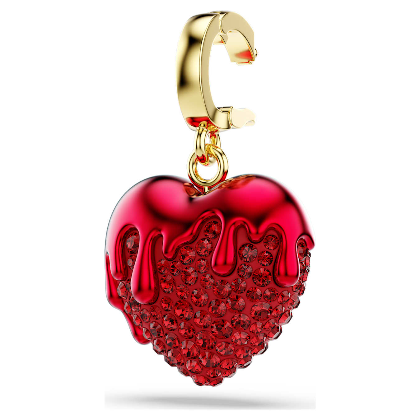 Charm Idyllia Talla redonda, Corazón, Rojo, Baño tono oro