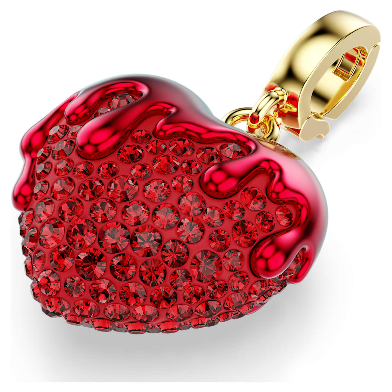 Charm Idyllia Talla redonda, Corazón, Rojo, Baño tono oro