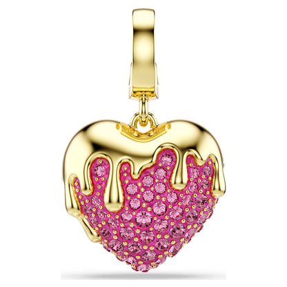 Charm Idyllia Talla redonda, Corazón, Rosa, Baño tono oro
