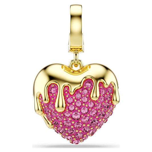 Charm Idyllia Talla redonda, Corazón, Rosa, Baño tono oro