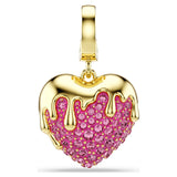 Charm Idyllia Talla redonda, Corazón, Rosa, Baño tono oro