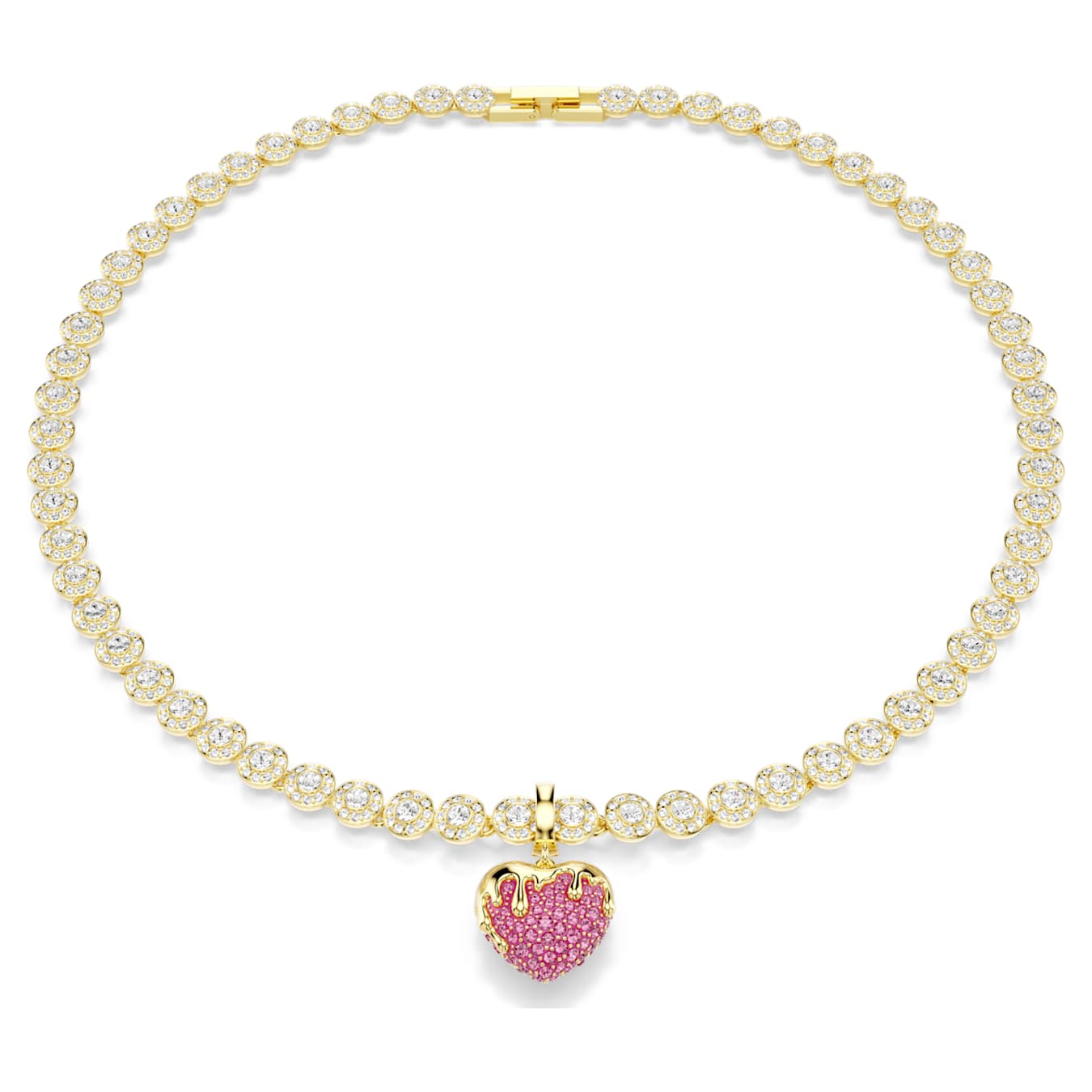 Charm Idyllia Talla redonda, Corazón, Rosa, Baño tono oro