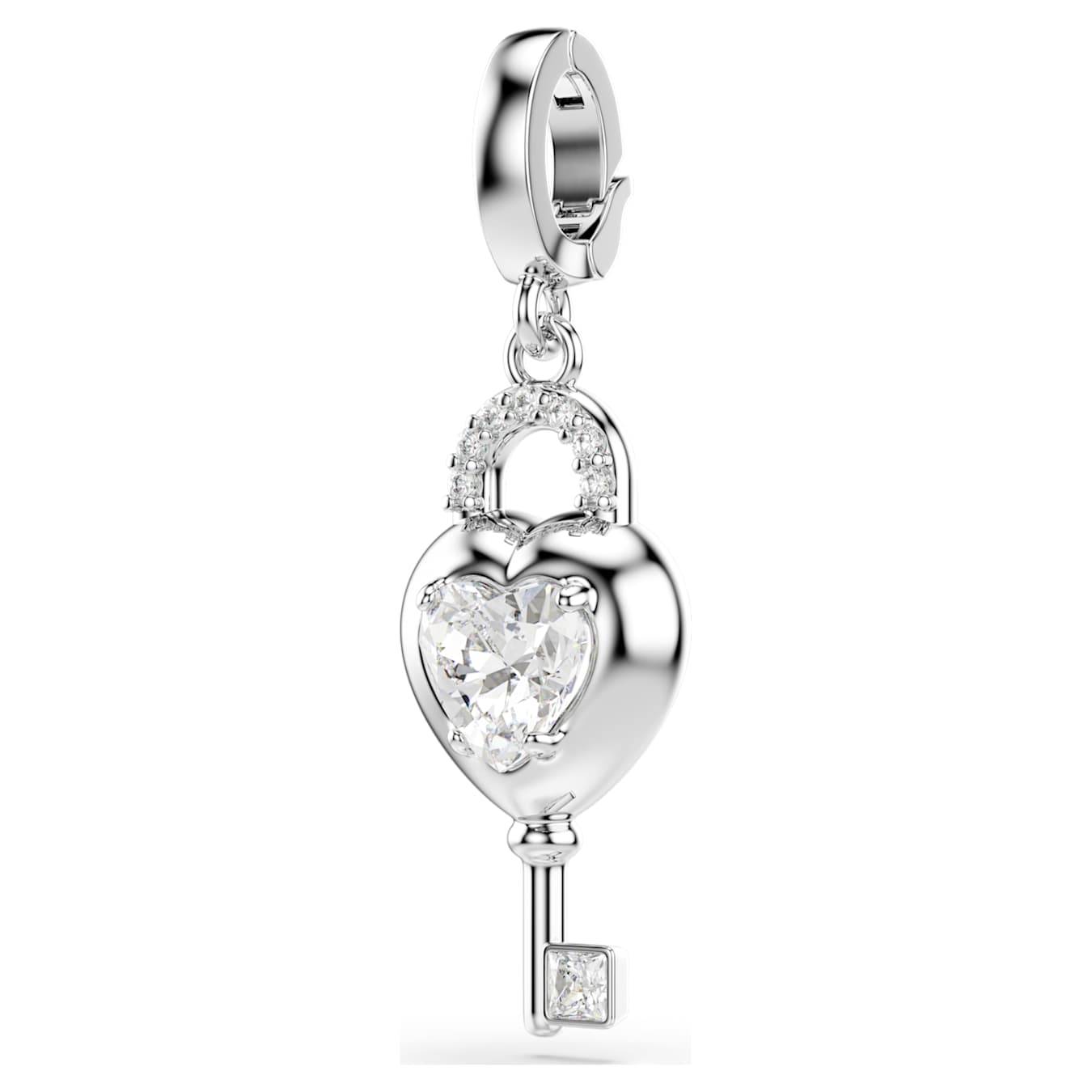 Charm Idyllia Tallas mixtas, Corazón con llave, Blanco, Baño de rodio
