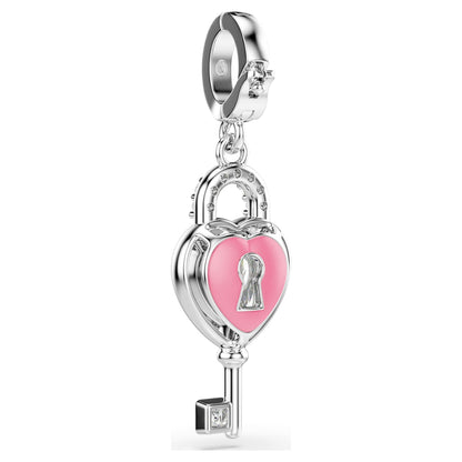Charm Idyllia Tallas mixtas, Corazón con llave, Blanco, Baño de rodio