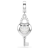 Charm Idyllia Tallas mixtas, Corazón con llave, Blanco, Baño de rodio