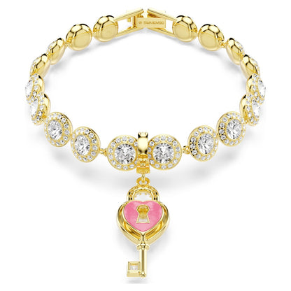 Charm Idyllia Tallas mixtas, Corazón con llave, Blanco, Baño tono oro
