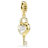 Charm Idyllia Tallas mixtas, Corazón con llave, Blanco, Baño tono oro