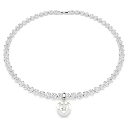 Charm Idyllia Tallas mixtas, Revestimiento en color perla, Corazón, Blanco, Baño de rodio