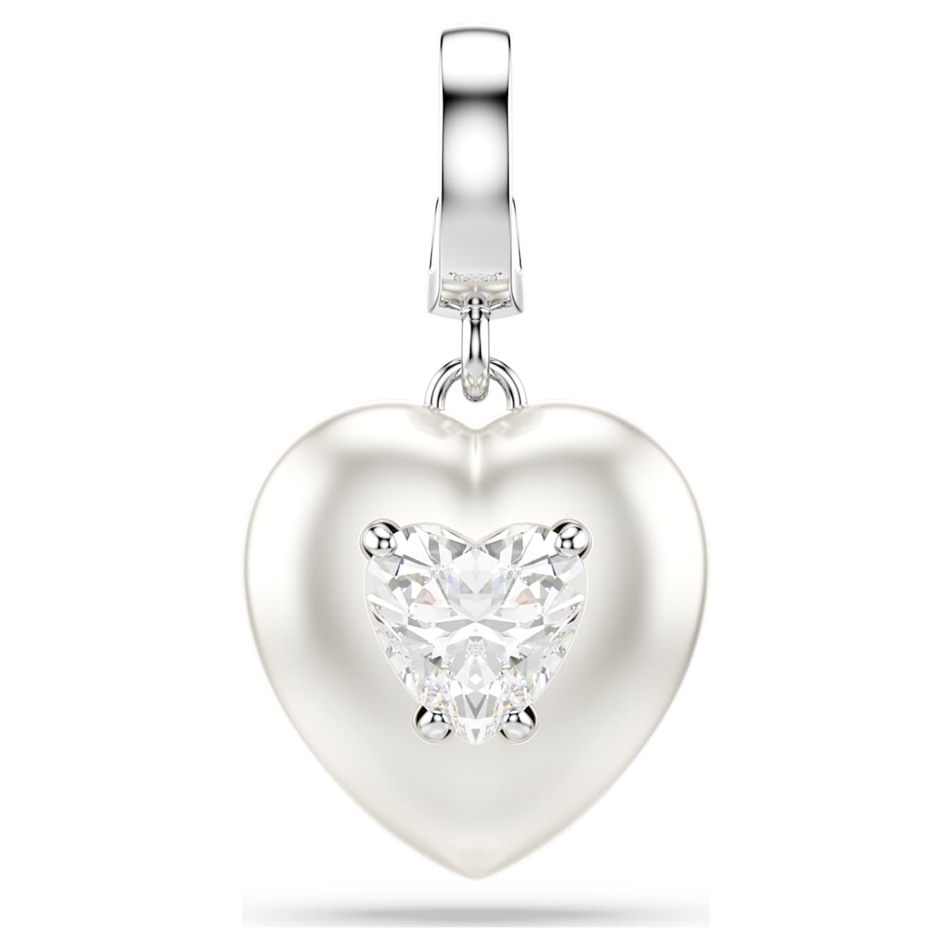 Charm Idyllia Tallas mixtas, Revestimiento en color perla, Corazón, Blanco, Baño de rodio
