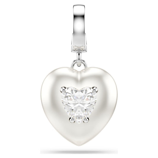 Charm Idyllia Tallas mixtas, Revestimiento en color perla, Corazón, Blanco, Baño de rodio