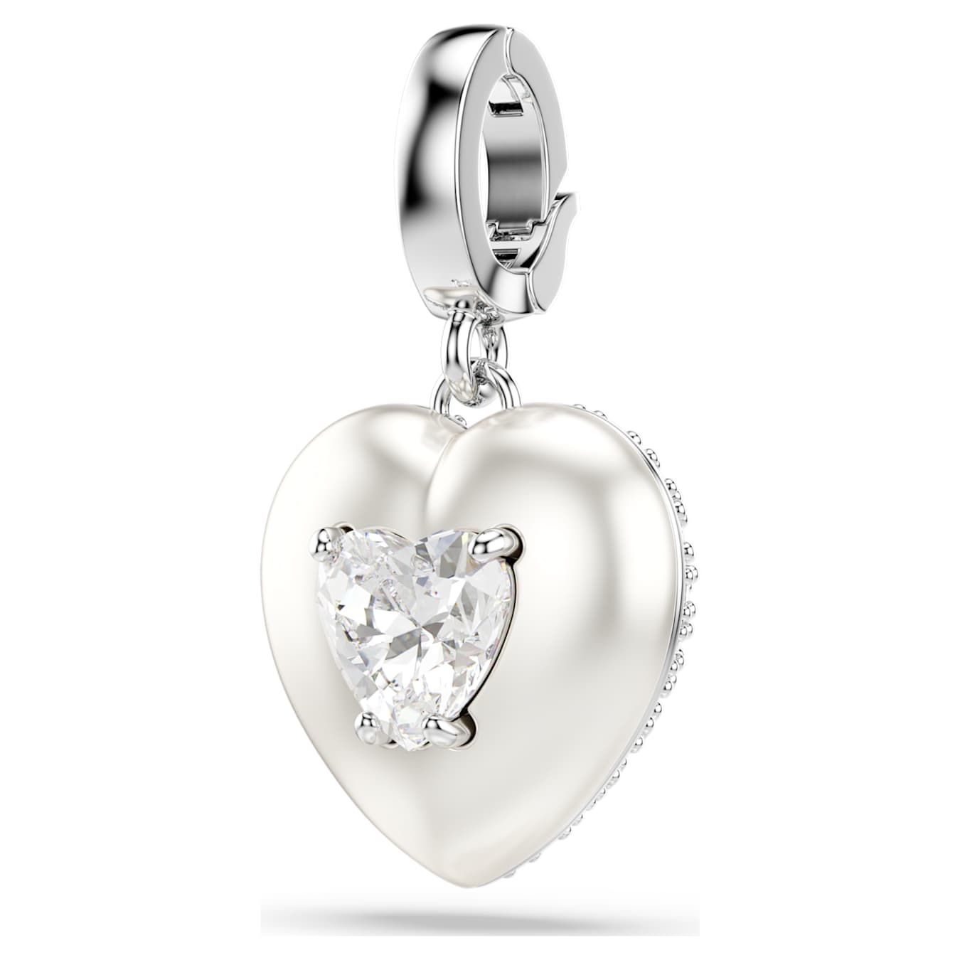 Charm Idyllia Tallas mixtas, Revestimiento en color perla, Corazón, Blanco, Baño de rodio