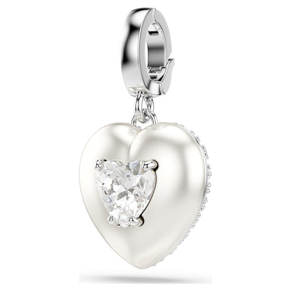 Charm Idyllia Tallas mixtas, Revestimiento en color perla, Corazón, Blanco, Baño de rodio