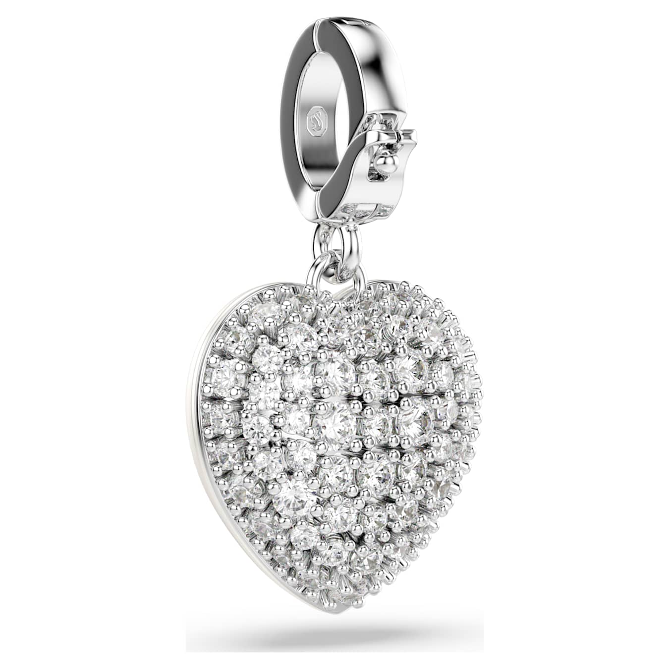 Charm Idyllia Tallas mixtas, Revestimiento en color perla, Corazón, Blanco, Baño de rodio