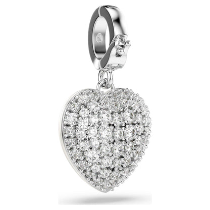 Charm Idyllia Tallas mixtas, Revestimiento en color perla, Corazón, Blanco, Baño de rodio