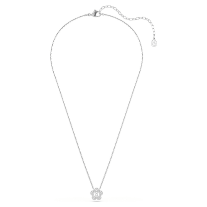Colgante Ariana Grande x Swarovski Perla de cristal, Talla redonda, Flor, Blanco, Baño de rodio