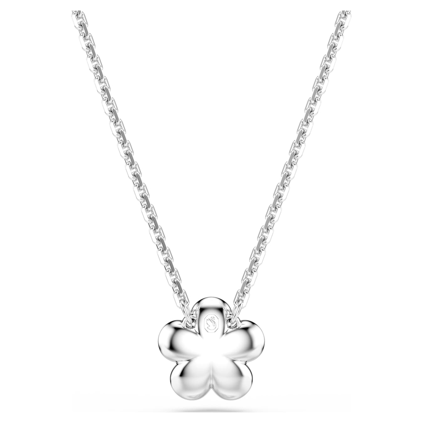 Colgante Ariana Grande x Swarovski Perla de cristal, Talla redonda, Flor, Blanco, Baño de rodio