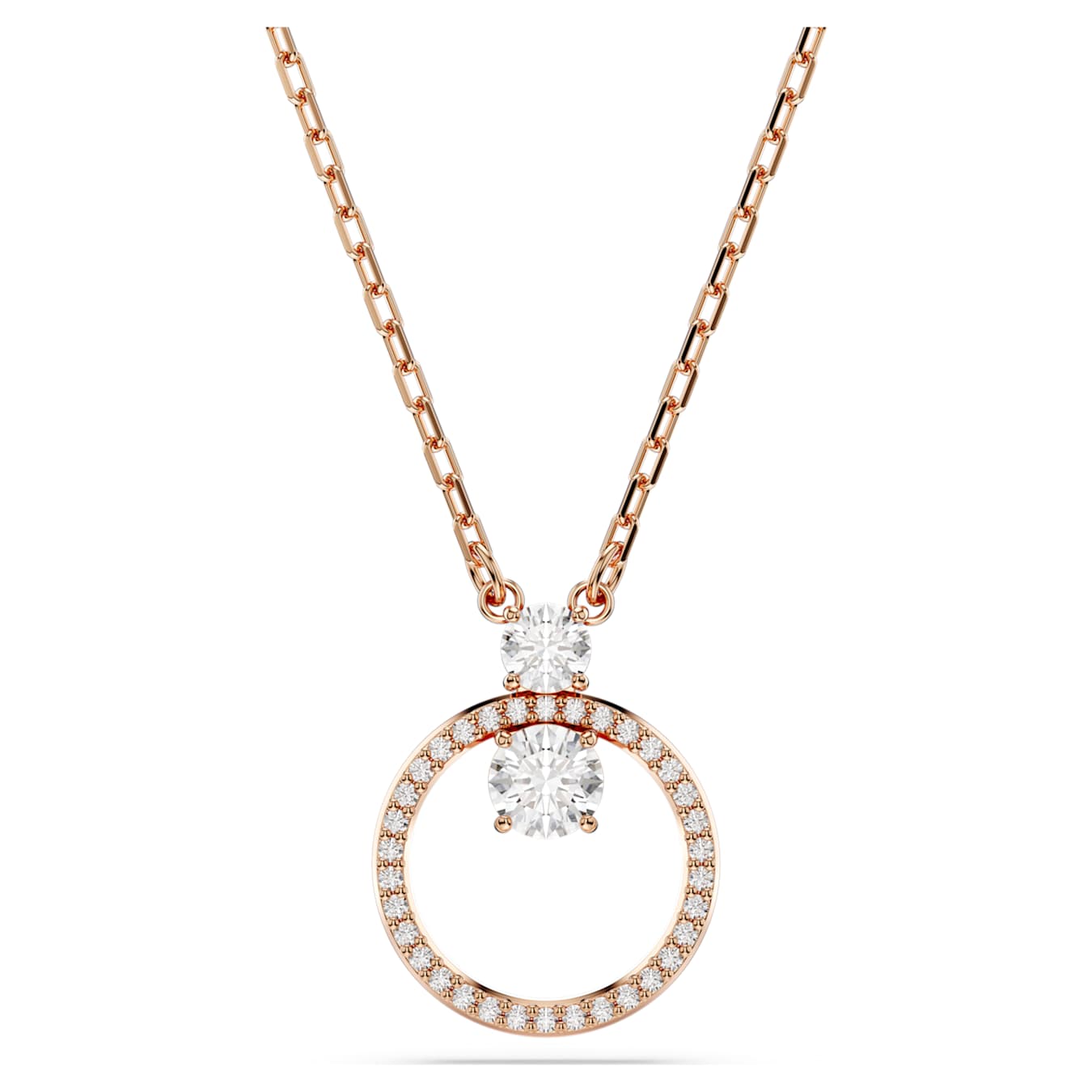 Colgante Constella, Pavé, Talla redonda, Blanco, Baño tono oro rosa
