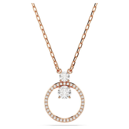 Colgante Constella, Pavé, Talla redonda, Blanco, Baño tono oro rosa