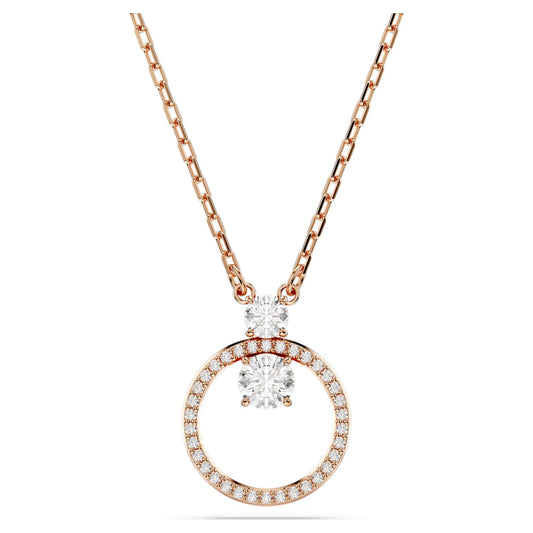 Colgante Constella, Pavé, Talla redonda, Blanco, Baño tono oro rosa