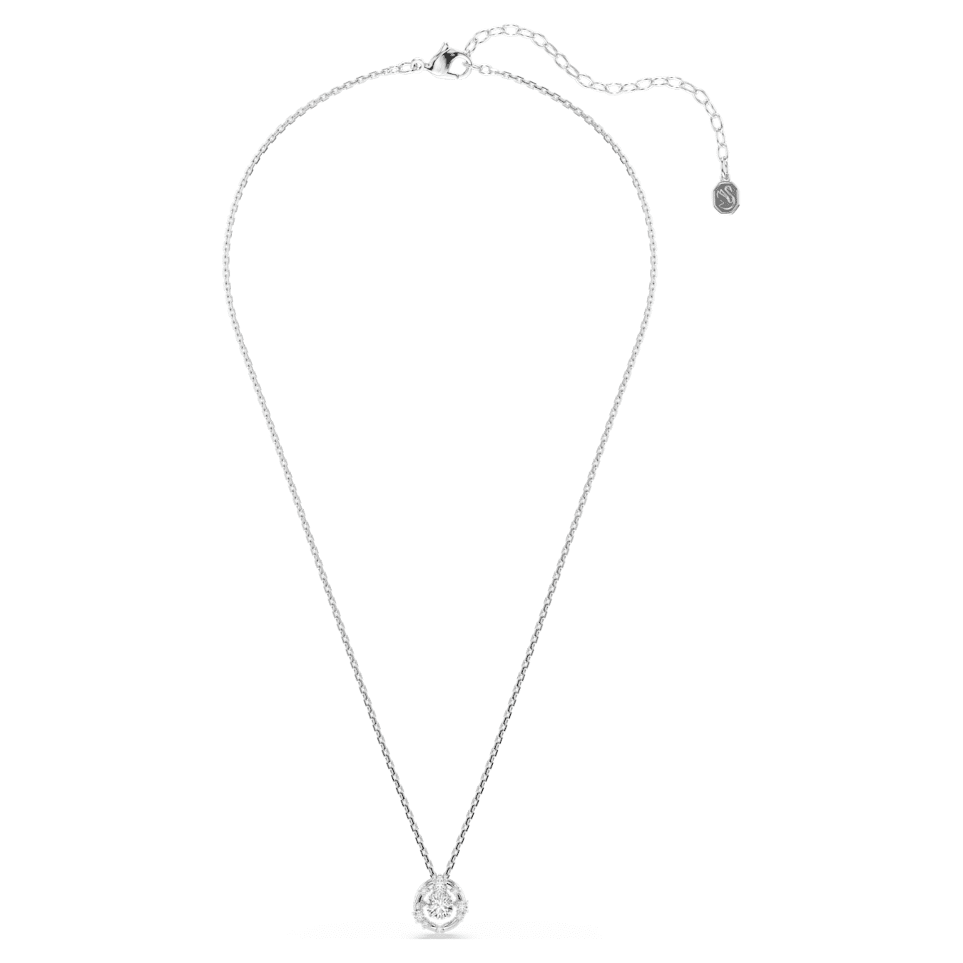Colgante Constella Talla redonda, Dancing Stone, Blanco, Baño de rodio