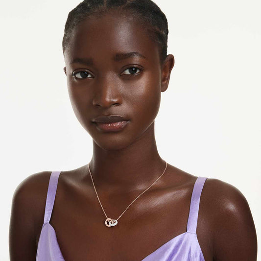 Colgante Dextera Talla redonda, Blanco, Baño tono oro rosa