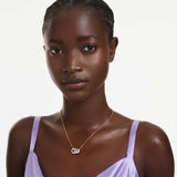 Colgante Dextera Talla redonda, Blanco, Baño tono oro rosa