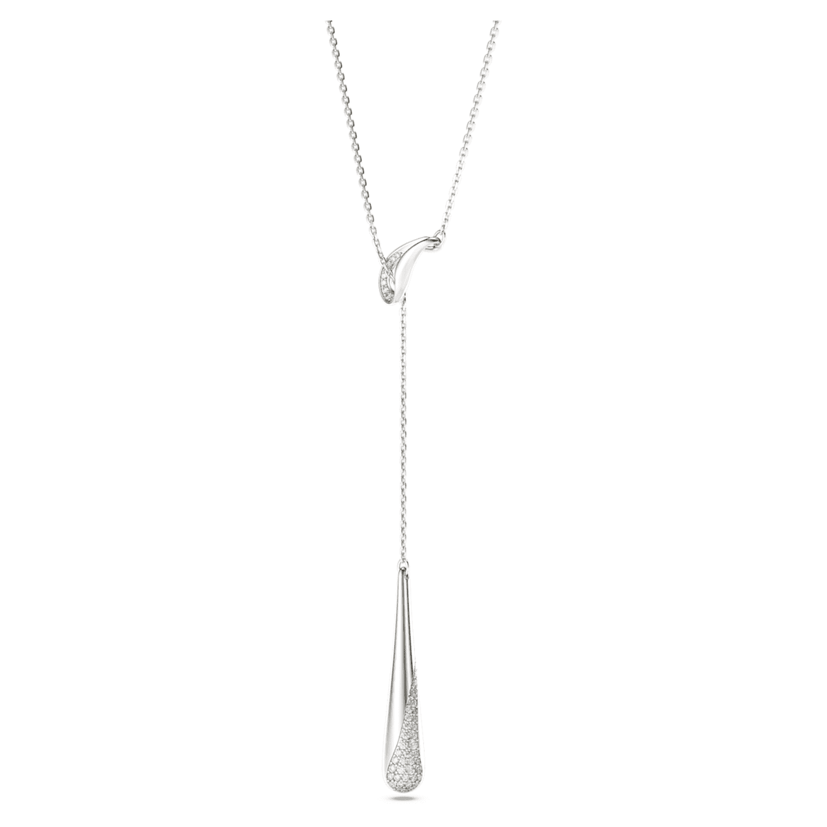 Colgante en Y Classica, Talla redonda, Blanco, Plata de ley