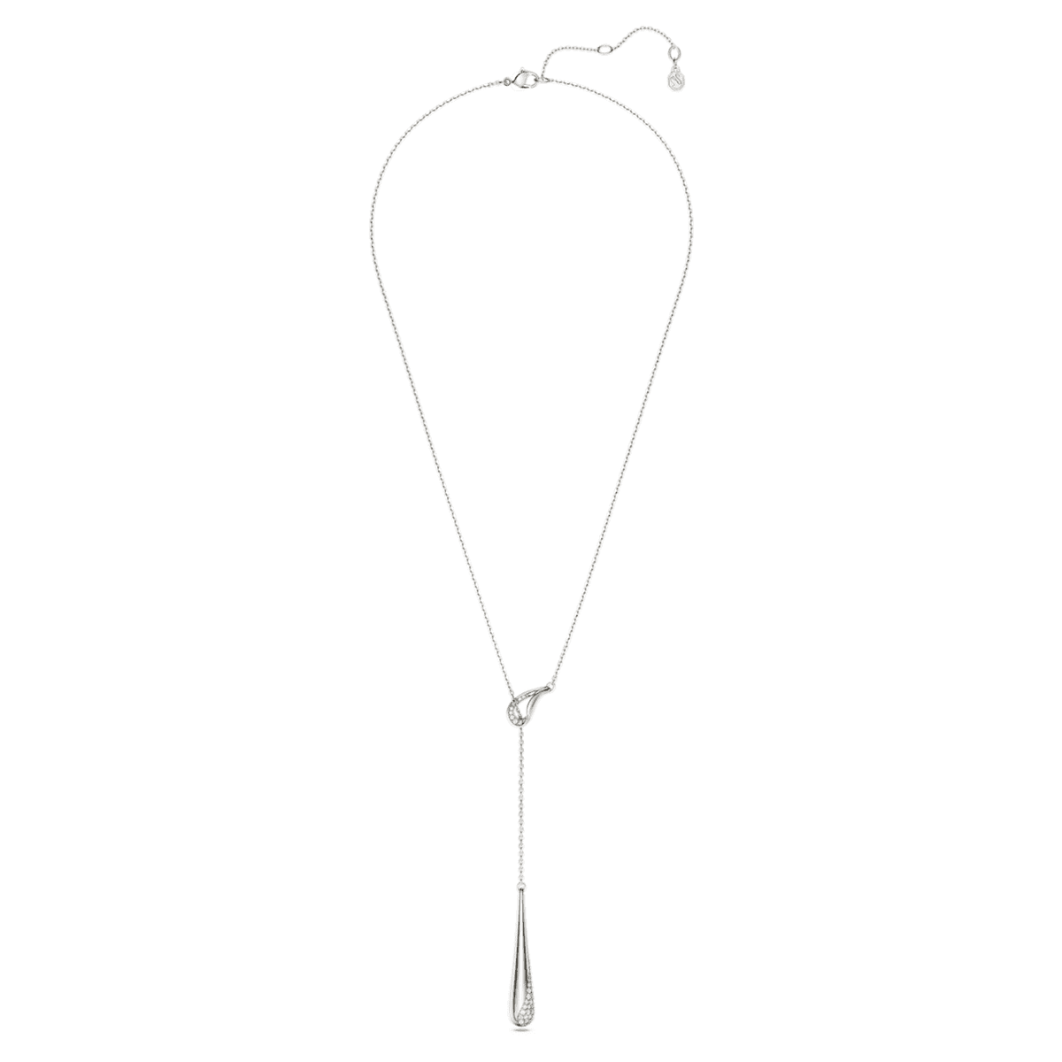 Colgante en Y Classica, Talla redonda, Blanco, Plata de ley