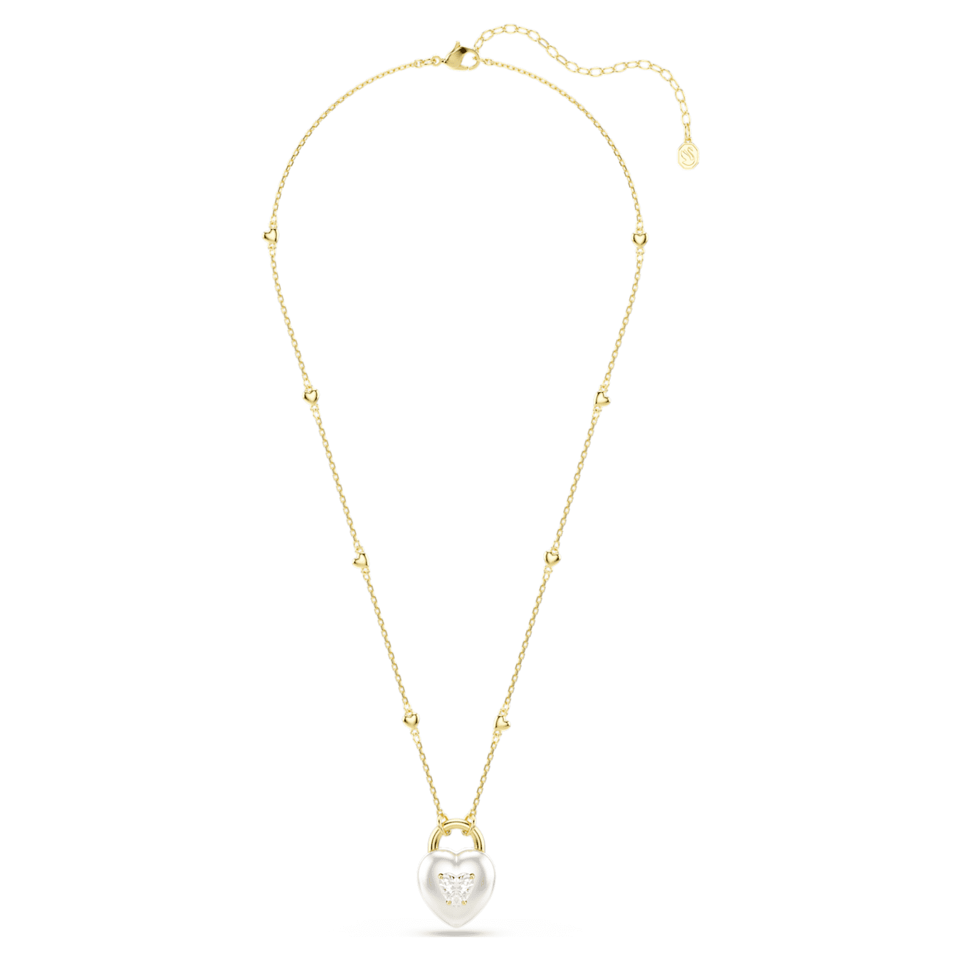 Colgante Idyllia Tallas mixtas, Corazón, Blanco, Baño tono oro