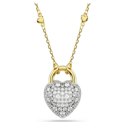Colgante Idyllia Tallas mixtas, Corazón, Blanco, Baño tono oro