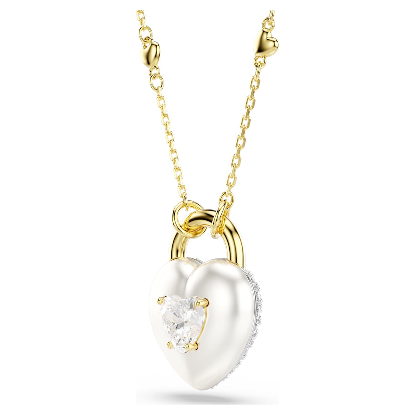Colgante Idyllia Tallas mixtas, Corazón, Blanco, Baño tono oro