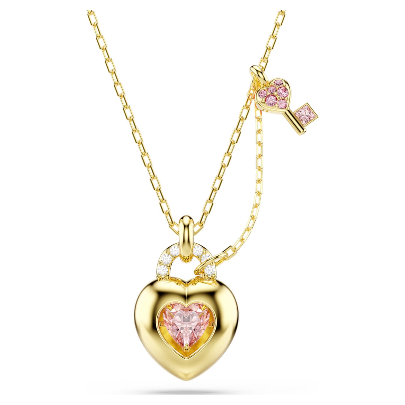 Colgante Idyllia Tallas mixtas, Corazón, llave, Rosa, Baño tono oro