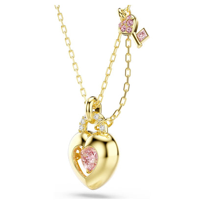 Colgante Idyllia Tallas mixtas, Corazón, llave, Rosa, Baño tono oro