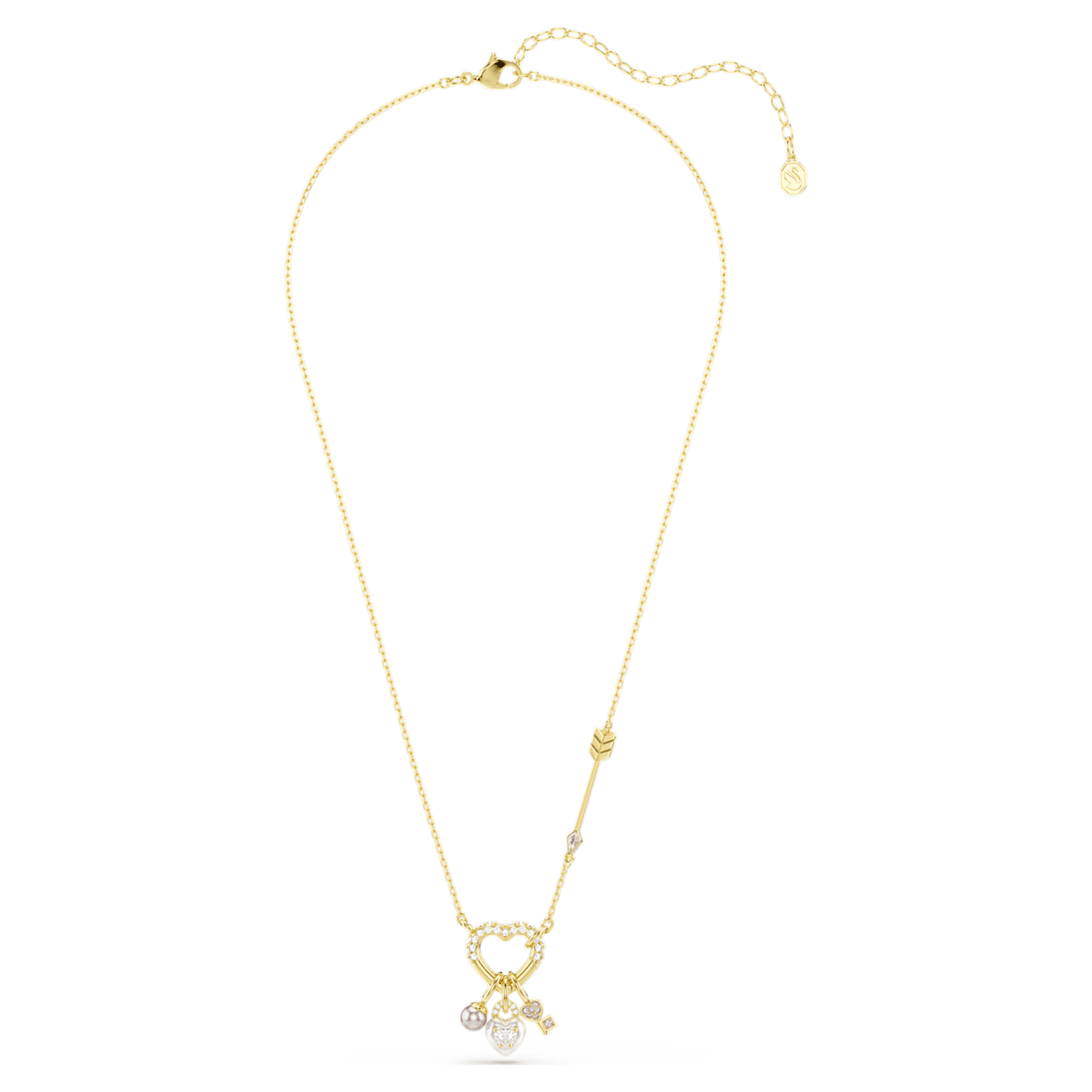 Colgante Idyllia Tallas mixtas, Corazón, llave, Rosa, Baño tono oro