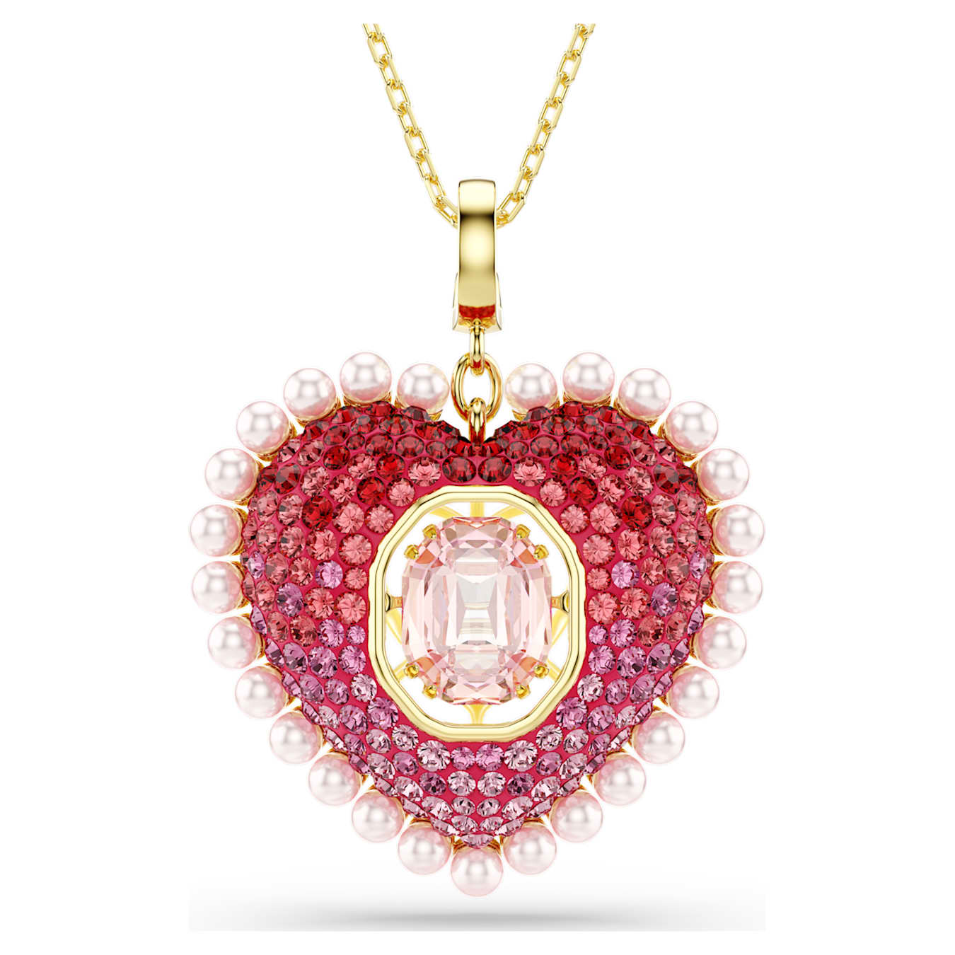 Colgante Idyllia Tallas mixtas, Corazón, Rosa, Baño tono oro