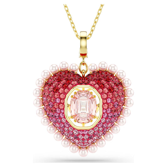 Colgante Idyllia Tallas mixtas, Corazón, Rosa, Baño tono oro