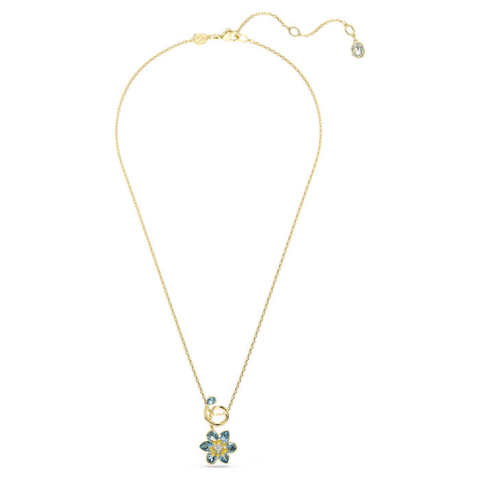 d'icilà Eveil de Rose ペンダント Colgante Idyllia Tallas mixtas, Flor, Azul, Baño tono oro