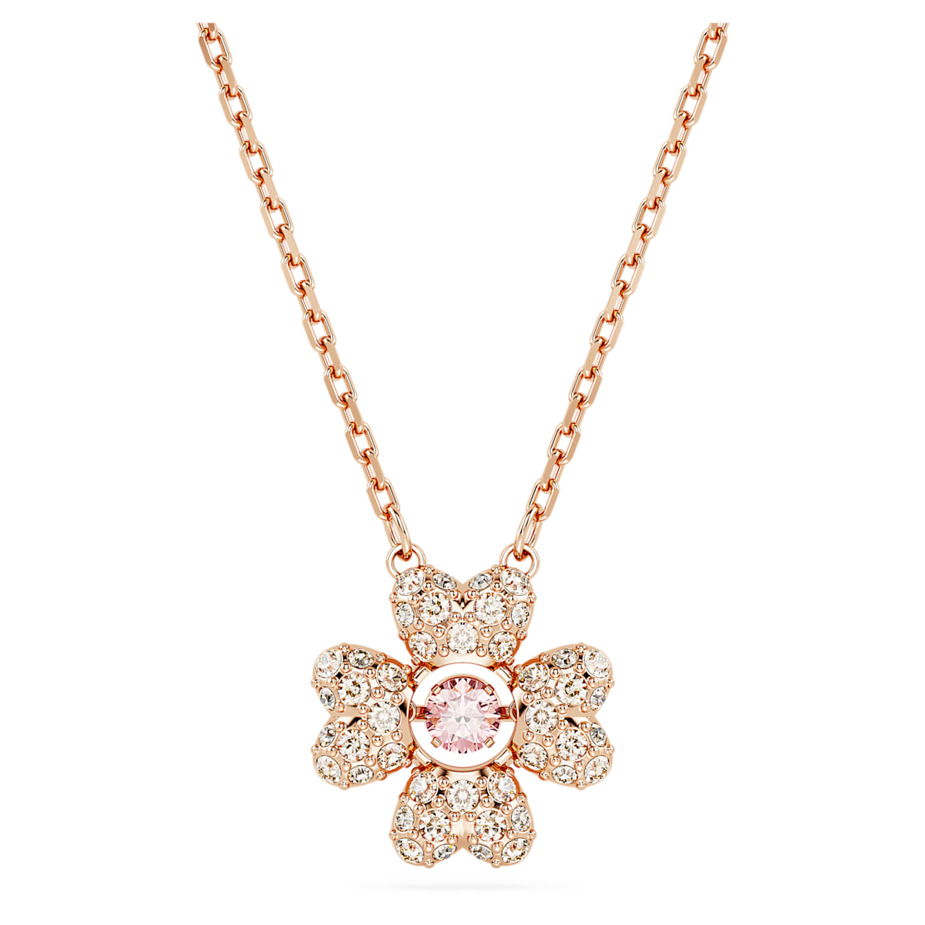 Colgante Idyllia, Trébol, Blanco, Baño tono oro rosa