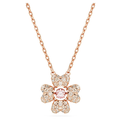 Colgante Idyllia, Trébol, Blanco, Baño tono oro rosa