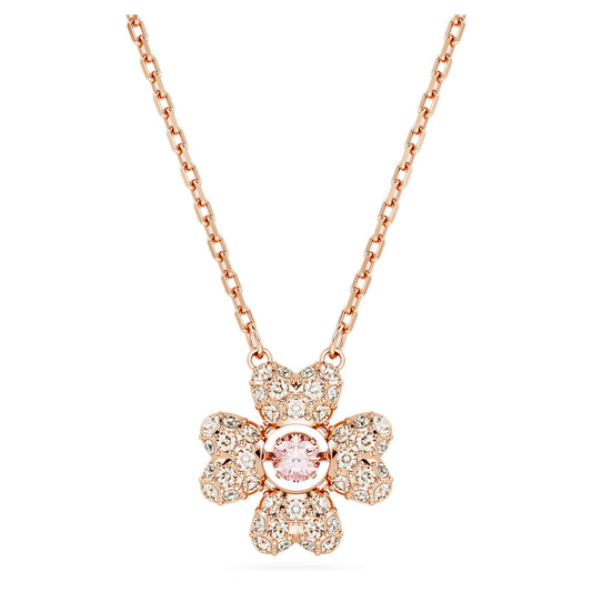 Colgante Idyllia, Trébol, Blanco, Baño tono oro rosa